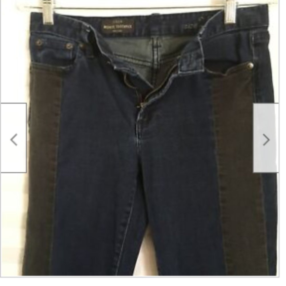J. CREW Mid Rise Toothpick Skinny Jeans Pants Blocked Indigo - Picture 4 of 8